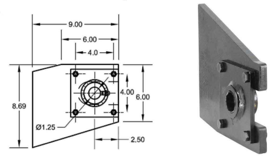 Drawing and photo of the 7-ton MB7 mounting bracket